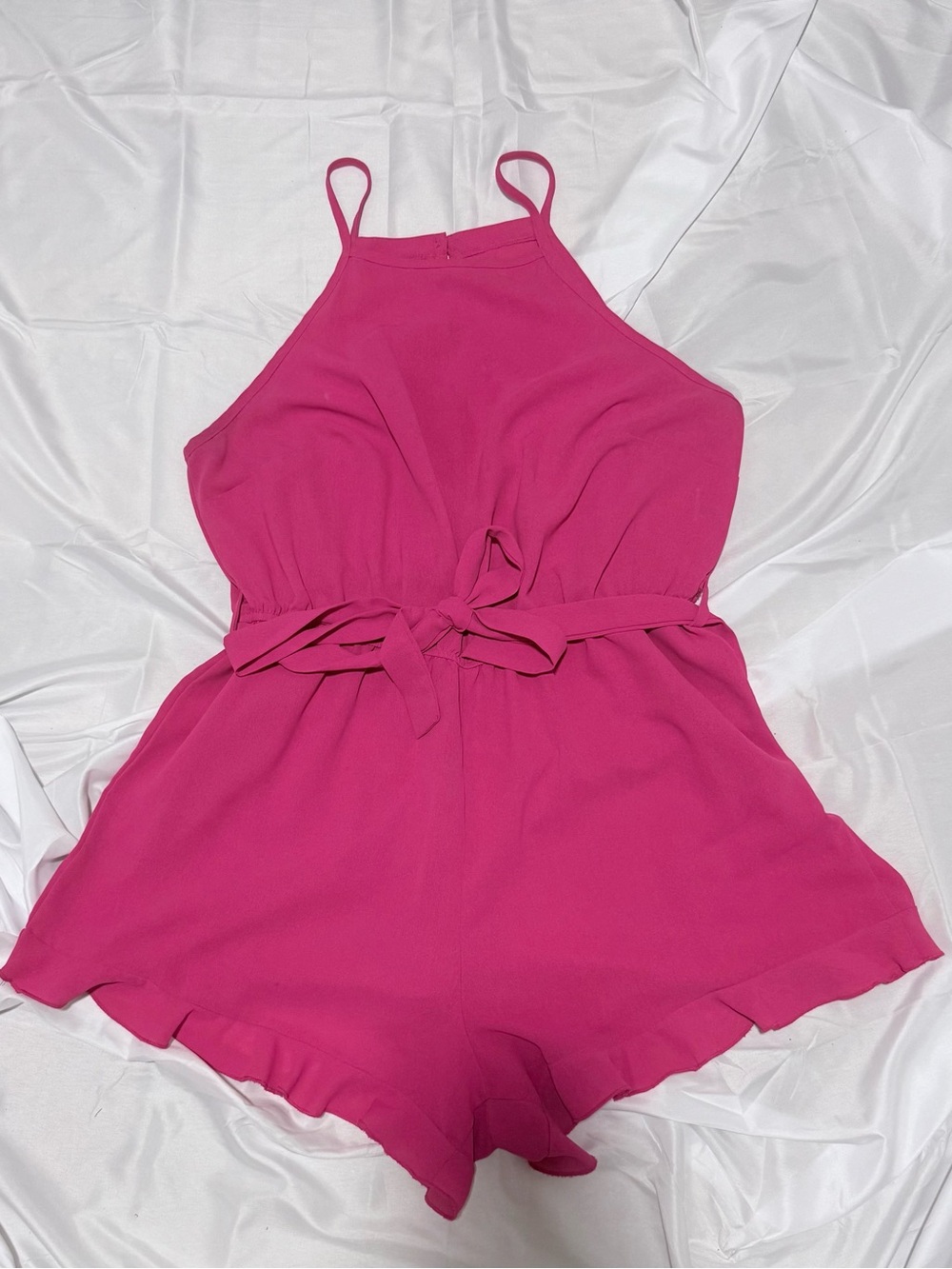 Fuchsia Halter Romper with Tie Waist